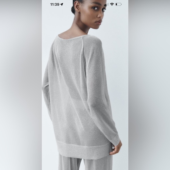 Zara Silver Metallic Thread Knit Sweater S - Picture 8 of 9